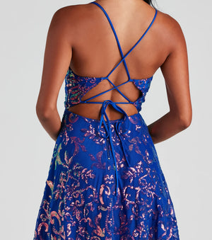 Sleeveless Sequin Party Dress Blue