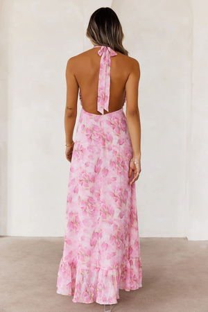 Passionate Paths Halter Maxi Dress Pink