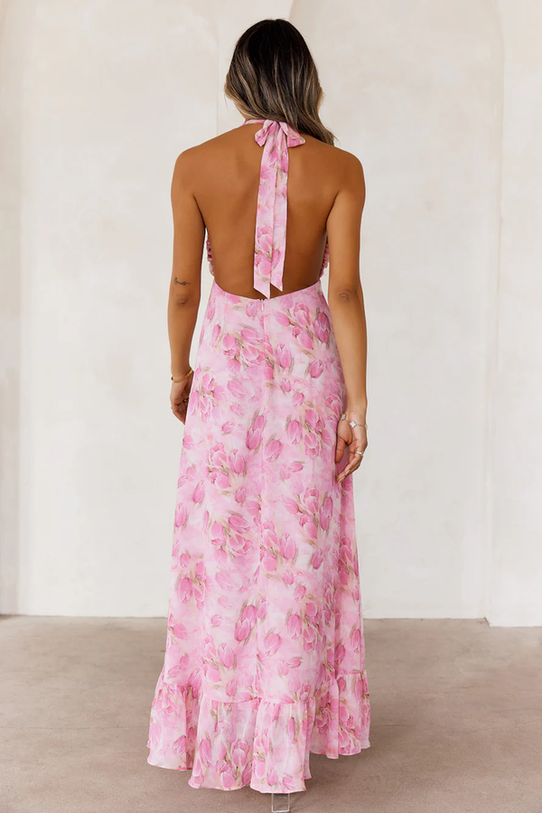 Passionate Paths Halter Maxi Dress Pink