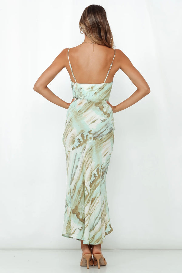 Full Time Glam Girl Midi Dress Green