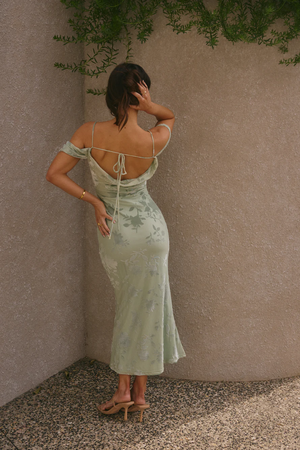 Good Fun Off Shoulder Maxi Dress Green