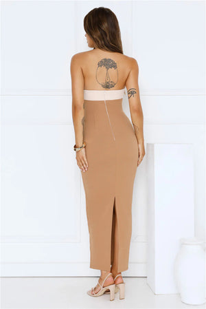 Silent Allure Strapless Maxi Dress