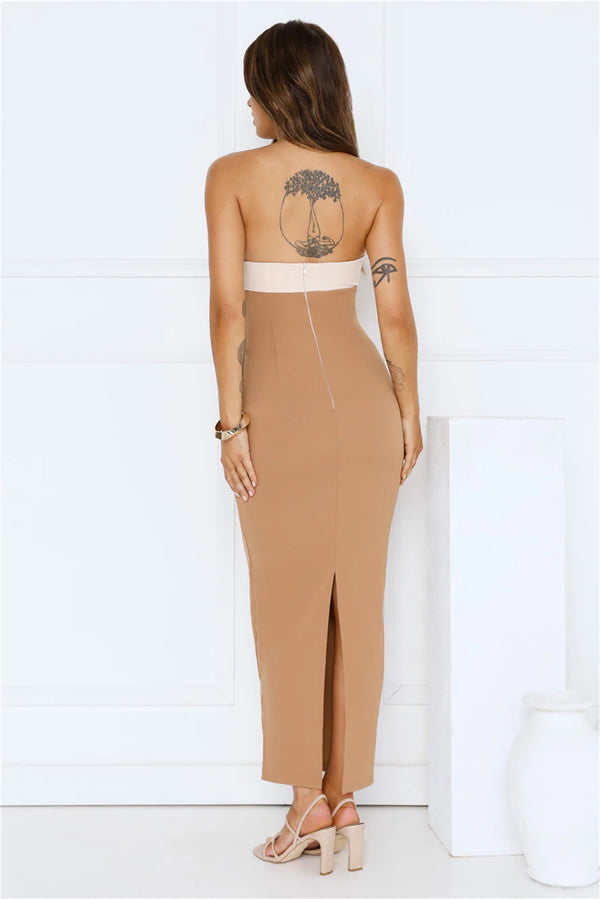 Silent Allure Strapless Maxi Dress