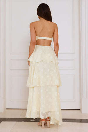 Tranquil Twilight Strapless Maxi Dress Yellow