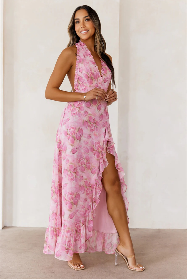 Passionate Paths Halter Maxi Dress Pink