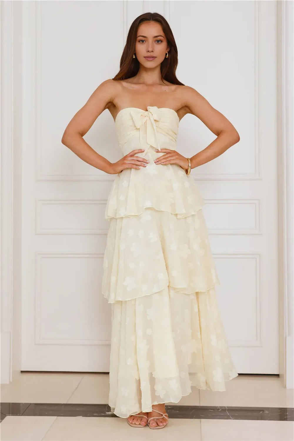 Tranquil Twilight Strapless Maxi Dress Yellow