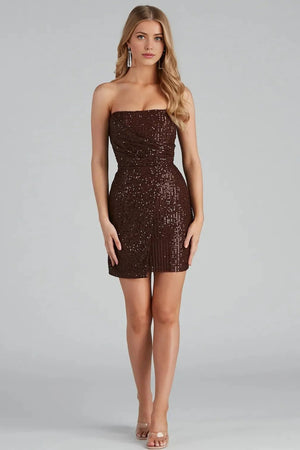 Sequin Wrap Mini Party Dress