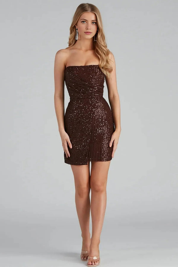 Sequin Wrap Mini Party Dress