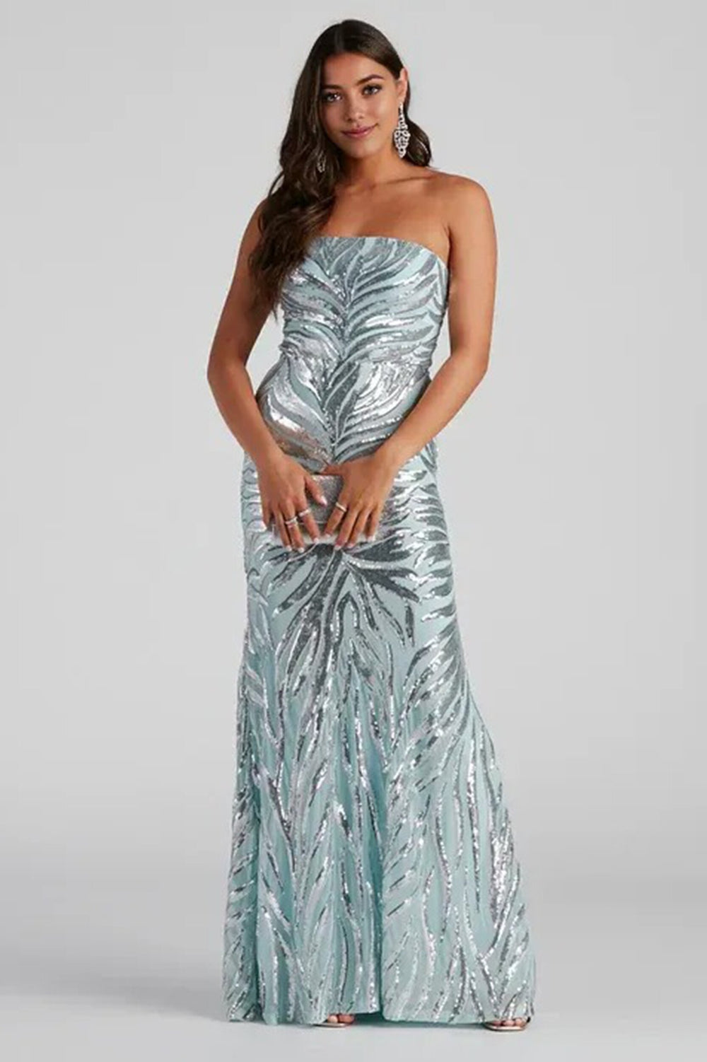 Sequin Mermaid Maxi Dress Blue