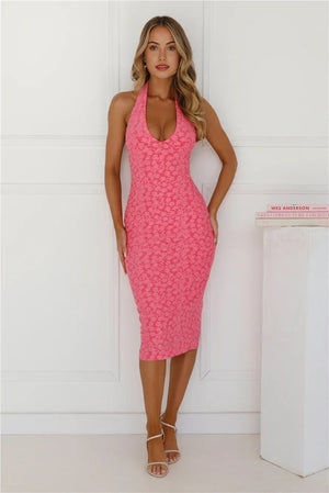 Sassy Socialite Halter Midi Dress