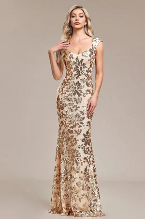Sequin Mermaid Evening Dress Gold