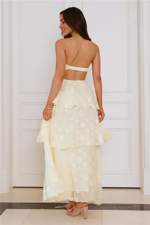 Tranquil Twilight Strapless Maxi Dress Yellow