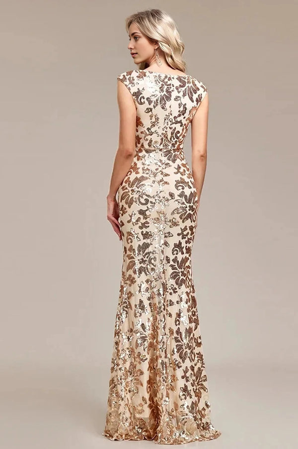 Sequin Mermaid Evening Dress Gold