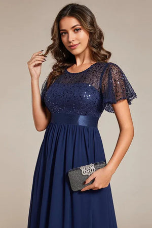 Evening gowns, women's court gowns and luxury sequined Maxi dresses Blue