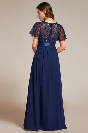 Evening gowns, women's court gowns and luxury sequined Maxi dresses Blue