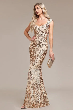 Sequin Mermaid Evening Dress Gold