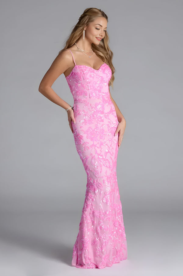 Mermaid Sequin Formal Dress Pink