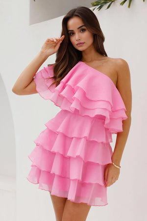 Eyes Of Gold One Shoulder Mini Dress