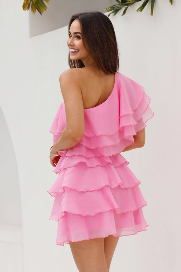 Eyes Of Gold One Shoulder Mini Dress