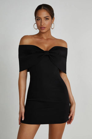 Gwyneth Off Shoulder Bow Mini Dress