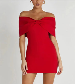 Gwyneth Off Shoulder Bow Mini Dress