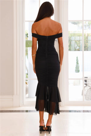 Tanisha Off Shoulder Mesh Midi Dress